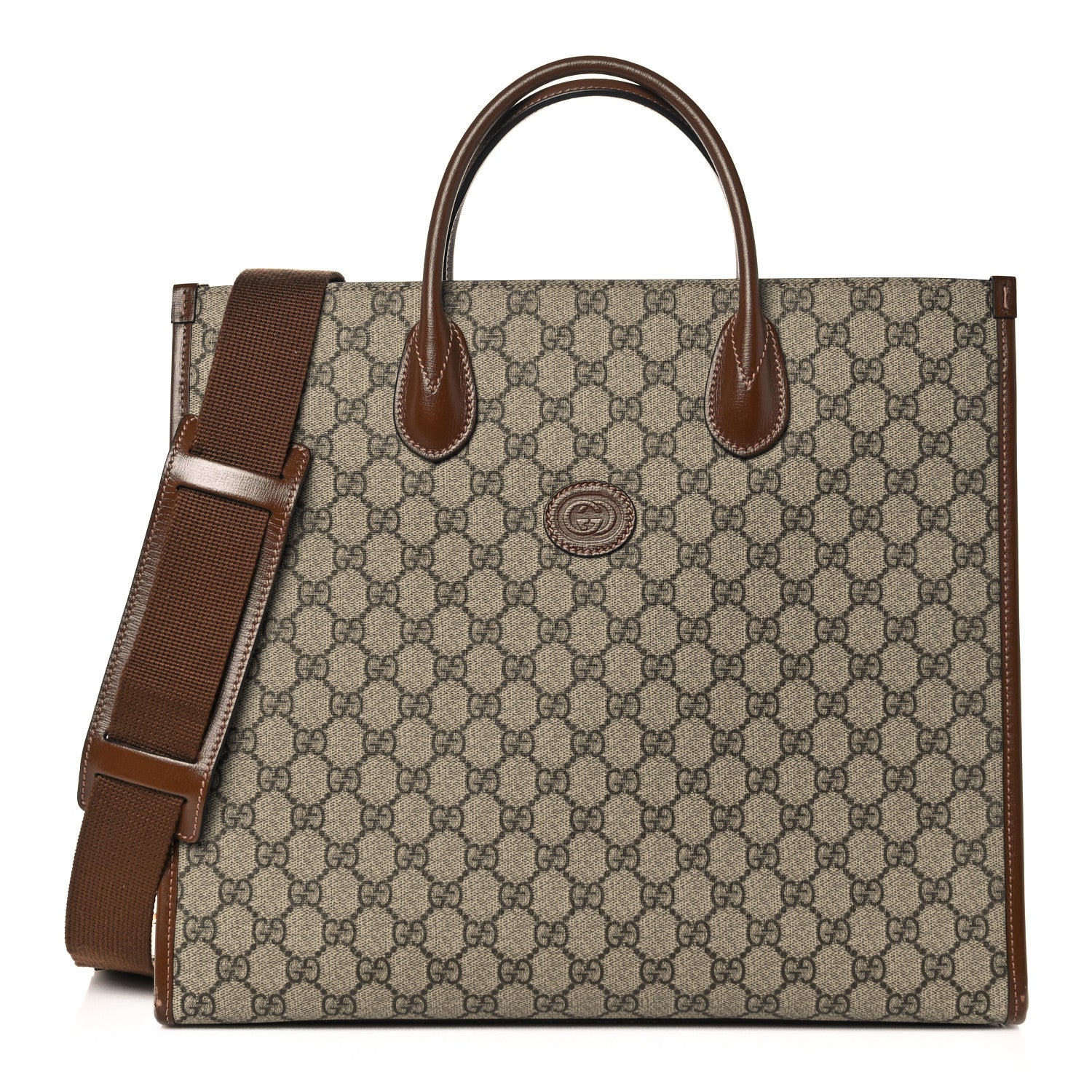 Gucci GG Supreme Monogram Azalea Calfskin Medium Retro Interlocking G Tote Bag Beige Ebony Brown Sugar 1 of 14