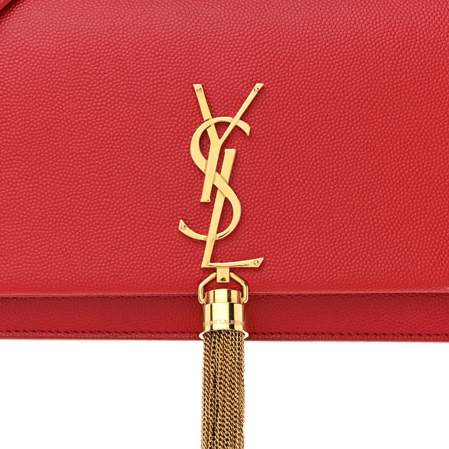 Saint Laurent Grain De Poudre Classic Monogram Kate Tassel Chain Wallet Red 7 of 12
