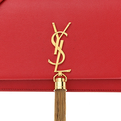 Saint Laurent Grain De Poudre Classic Monogram Kate Tassel Chain Wallet Red 7 of 12