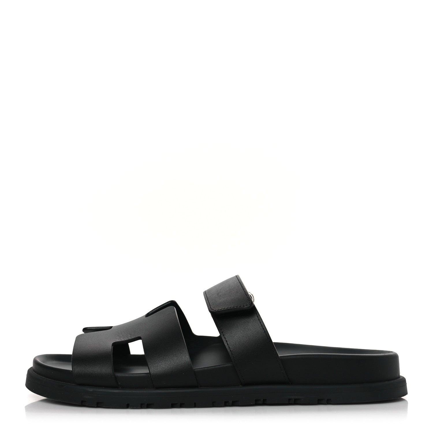 Hermes Calfskin Womens Chypre Sandals 39.5 Black 1 of 9
