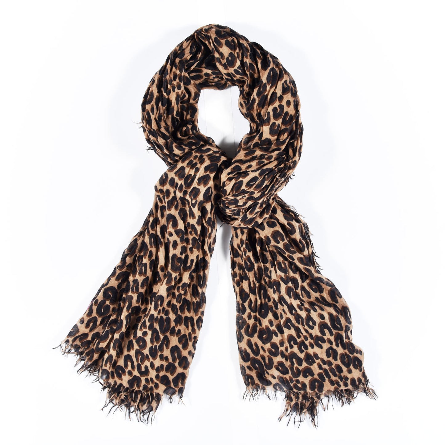 Cashmere Silk Leopard Etole Stole Marron