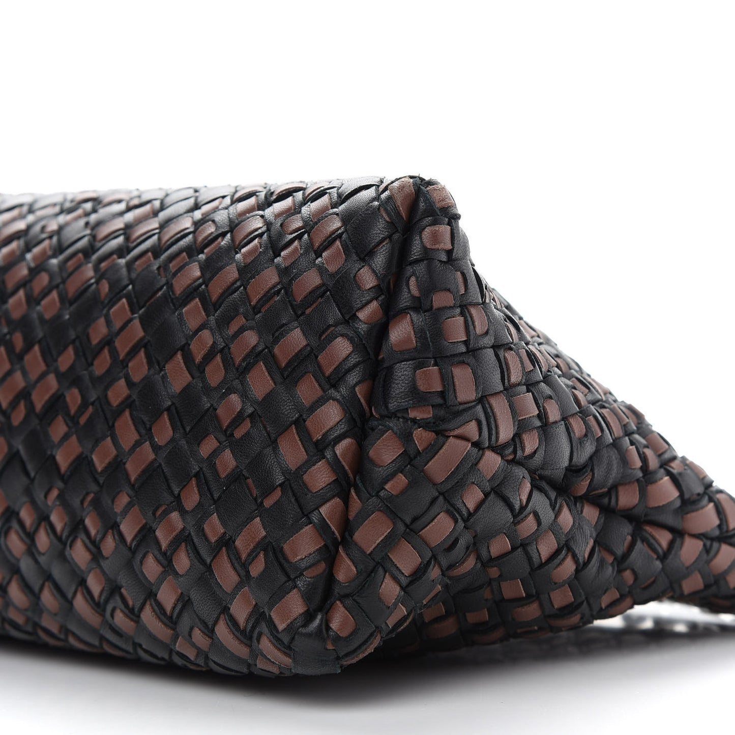 Nappa Intrecciato Chain Crossbody Black Brown