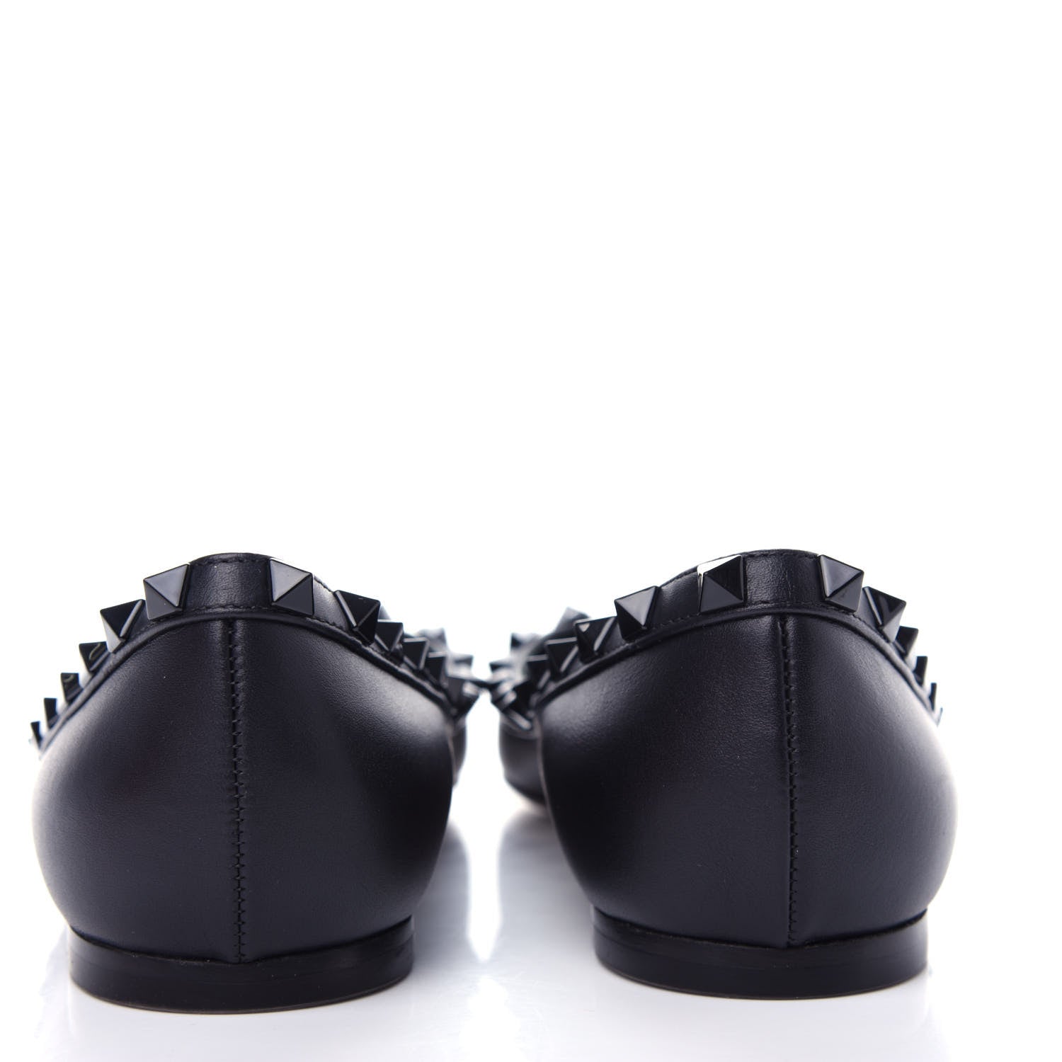 Valentino Garavani Calfskin Lacquered Monochrome Rockstud Ballerina Flats 37.5 Black 7 of 11