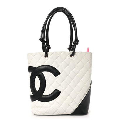 Chanel Calfskin Quilted Medium Cambon Tote White Black 1 of 12