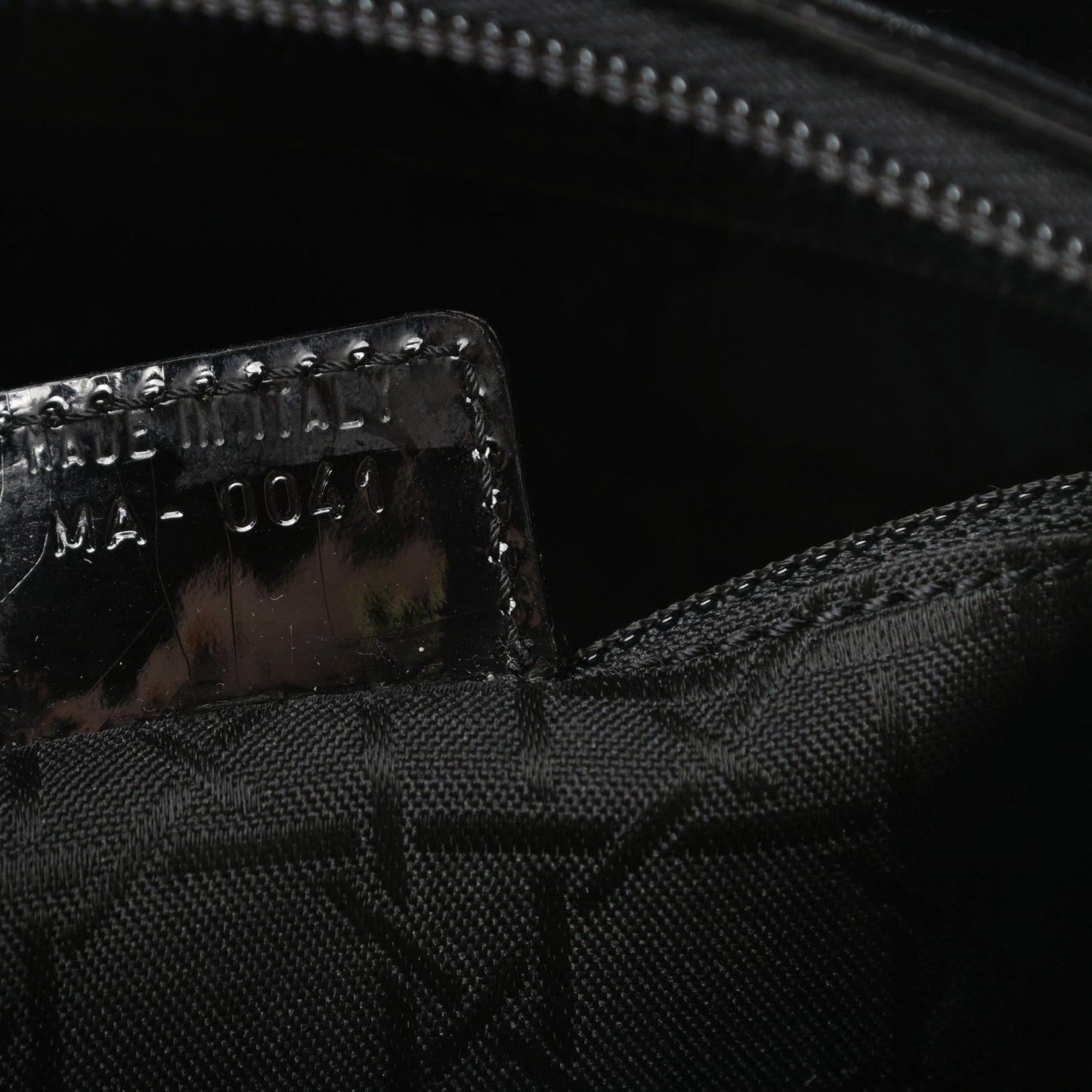 Patent Gold Beaded Malice Tote Black