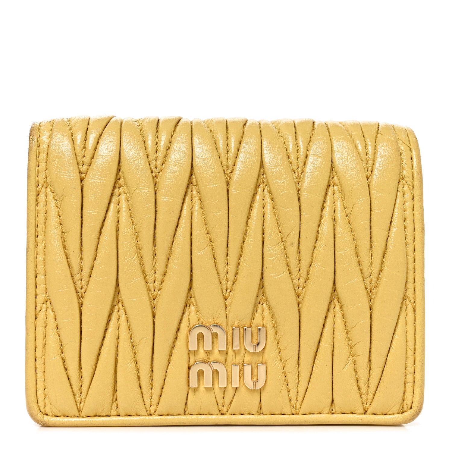 Miu Miu Nappa Matelasse Bi-Fold Compact Wallet Sole 1 of 7