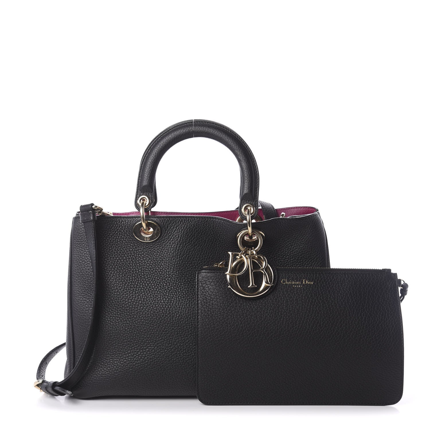 Christian Dior Bullcalf Medium Diorissimo Tote Black Rose Indien 1 of 10