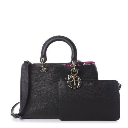 Christian Dior Bullcalf Medium Diorissimo Tote Black Rose Indien 1 of 10