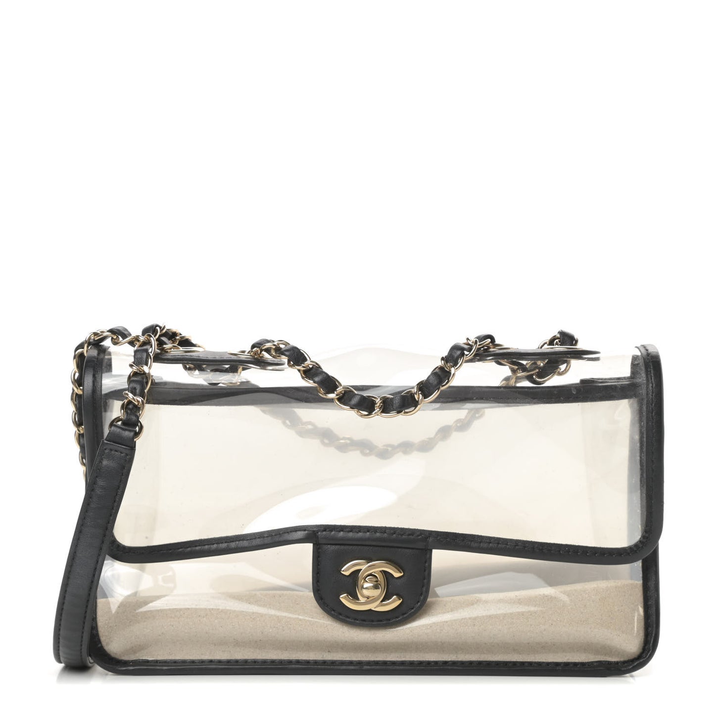 Lambskin PVC Medium Coco Sand Flap Black