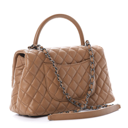 Chanel Caviar Quilted Small Coco Handle Flap Camel 3 of 11
