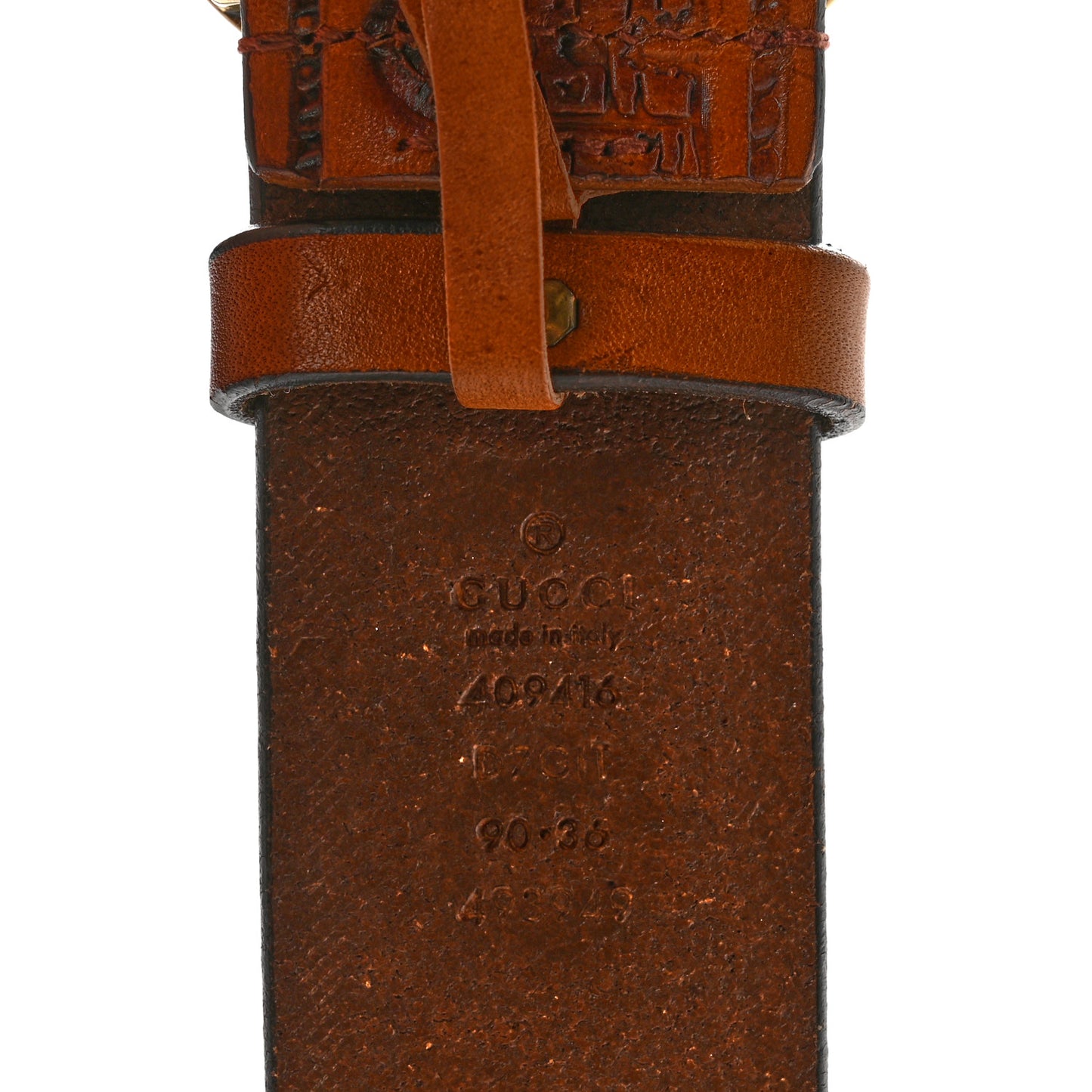 Calfskin Gucci Loved Embossed Double G 40mm Belt 90 36 Cuoio