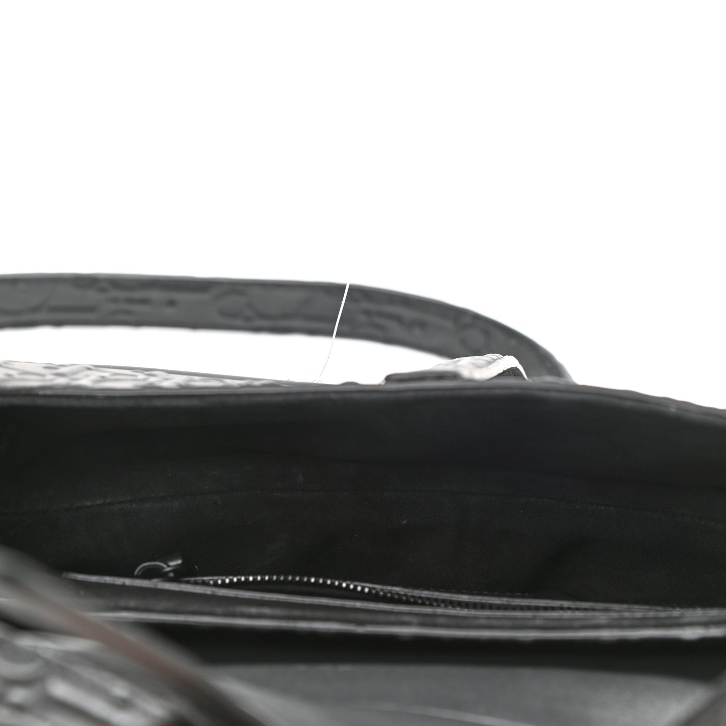 Calfskin Embossed Oblique Saddle Bag With Strap Black