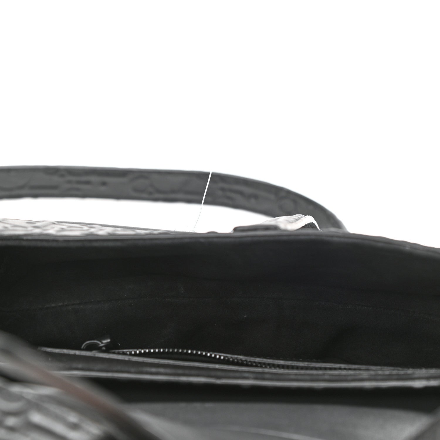 Christian Dior Calfskin Embossed Oblique Saddle Bag With Strap Black 4 of 10