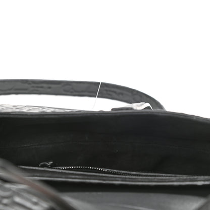 Christian Dior Calfskin Embossed Oblique Saddle Bag With Strap Black 4 of 10