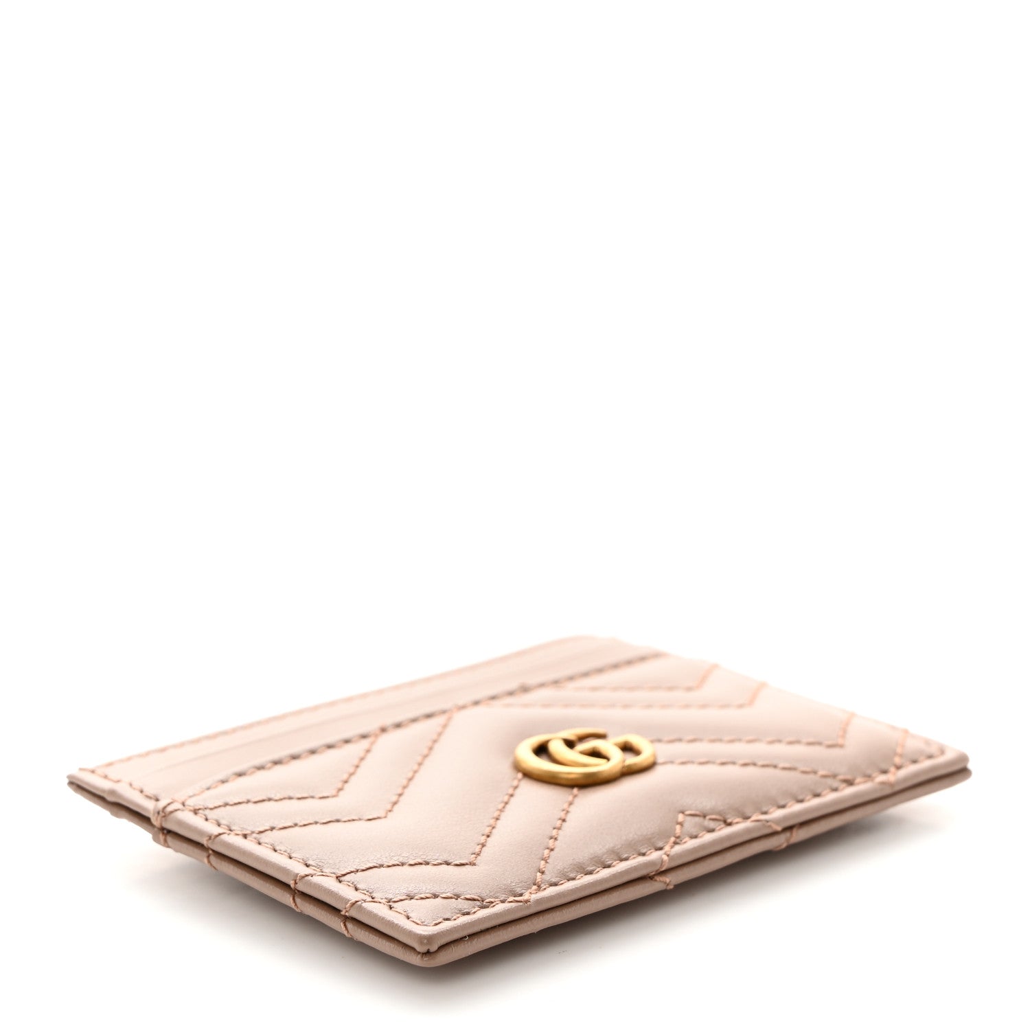 Gucci Calfskin Matelasse GG Marmont Card Holder Porcelain Rose 4 of 7