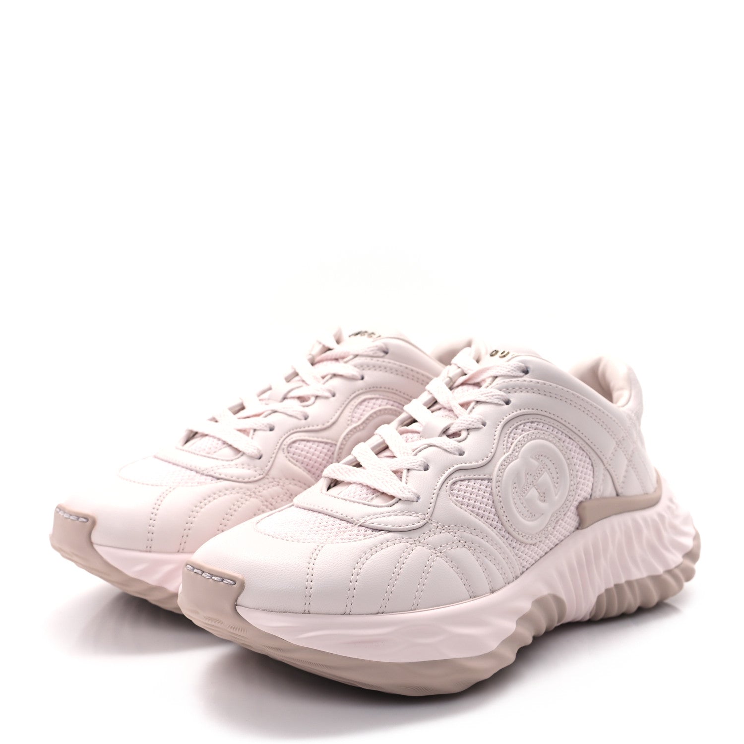 Gucci Calfskin Interlocking G Ripple Womens Platform Sneakers 39 Light Pink 3 of 10