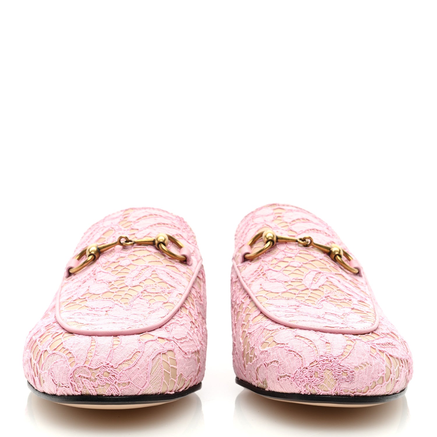 Gucci Lace Malaga Kid Womens Princetown Slippers 37 Sugar Pink Skin Rose 3 of 10
