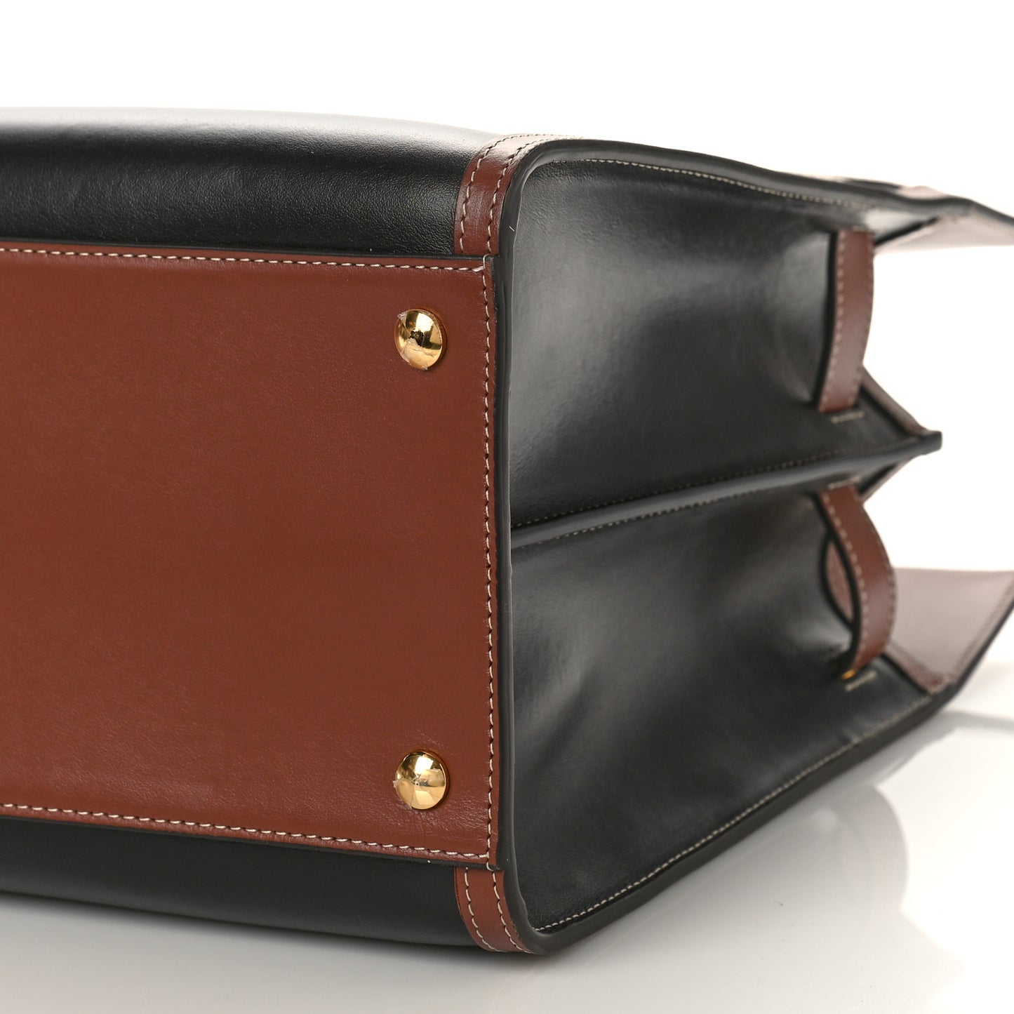 Calfskin Vintage Check Medium Two Handle Title Bag Black