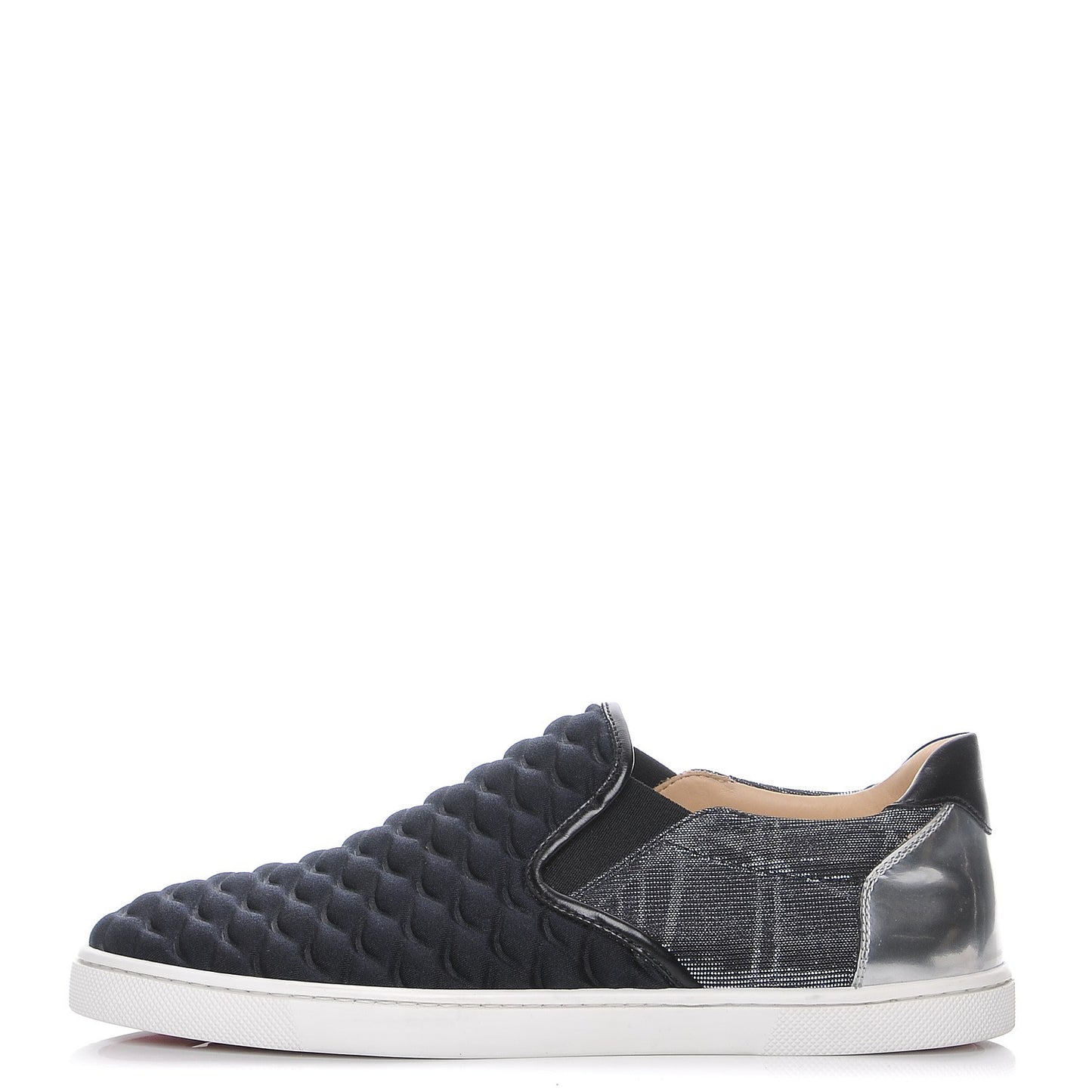 Quilted Master Key Flat Skate Sneaker 37.5 Black Silver