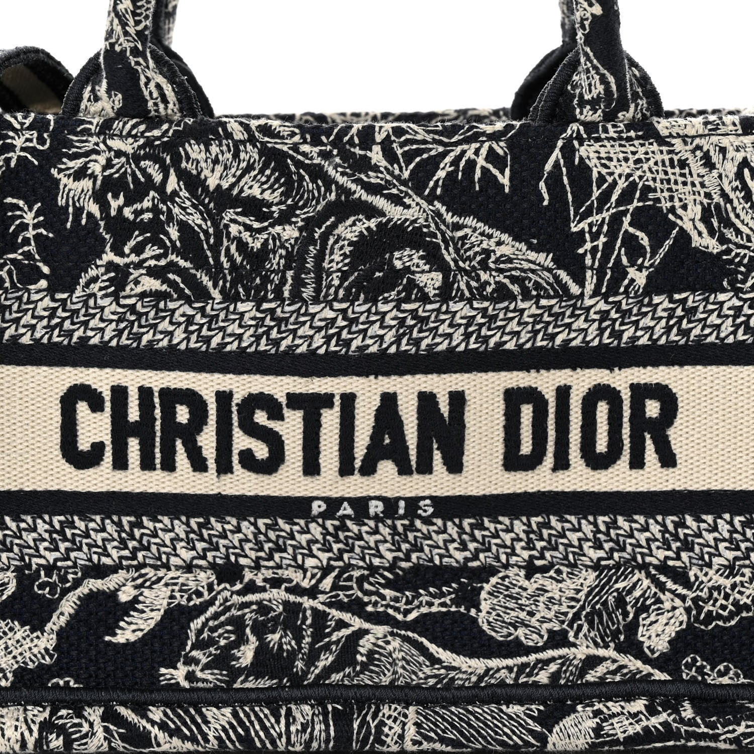Christian Dior Canvas Embroidered Toile De Jouy Reverse Mini Book Tote With Strap Blue Multicolor 8 of 10