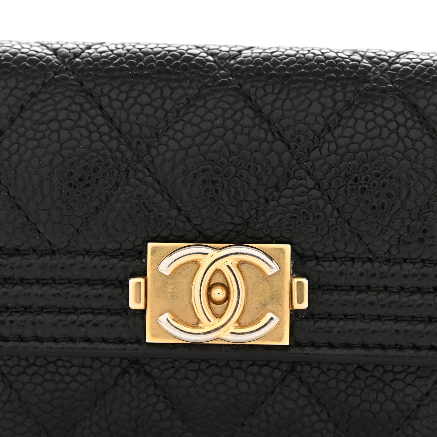 Caviar Quilted Boy Flap Card Holder Black