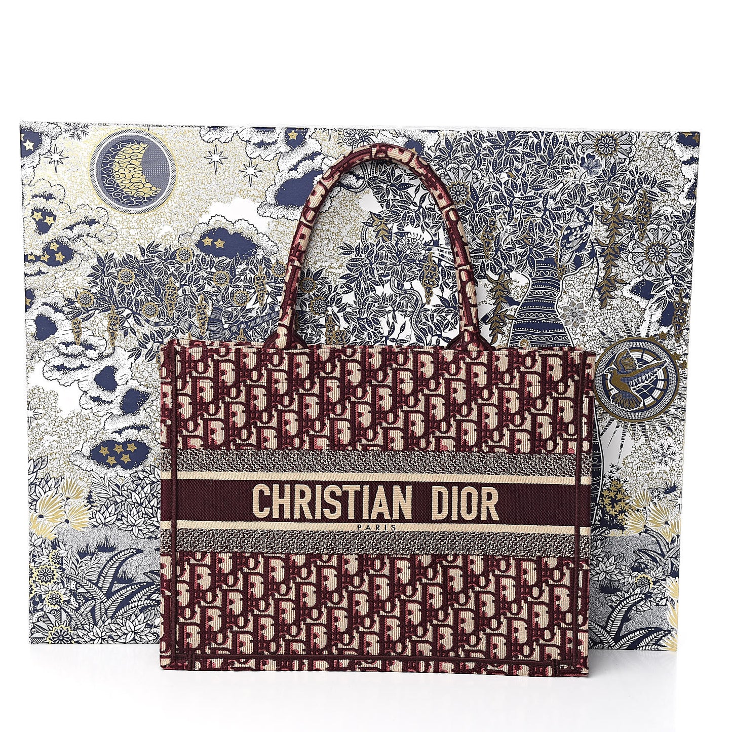 Oblique Medium Book Tote Burgundy Multicolor