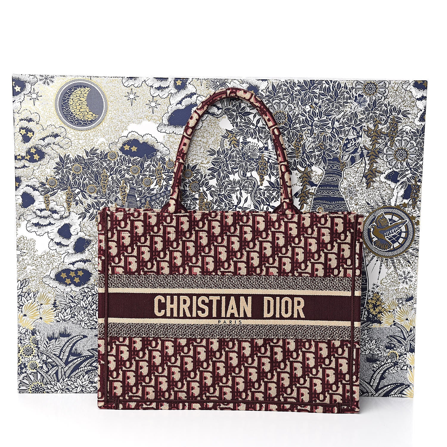 Christian Dior Oblique Medium Book Tote Burgundy Multicolor 9 of 9