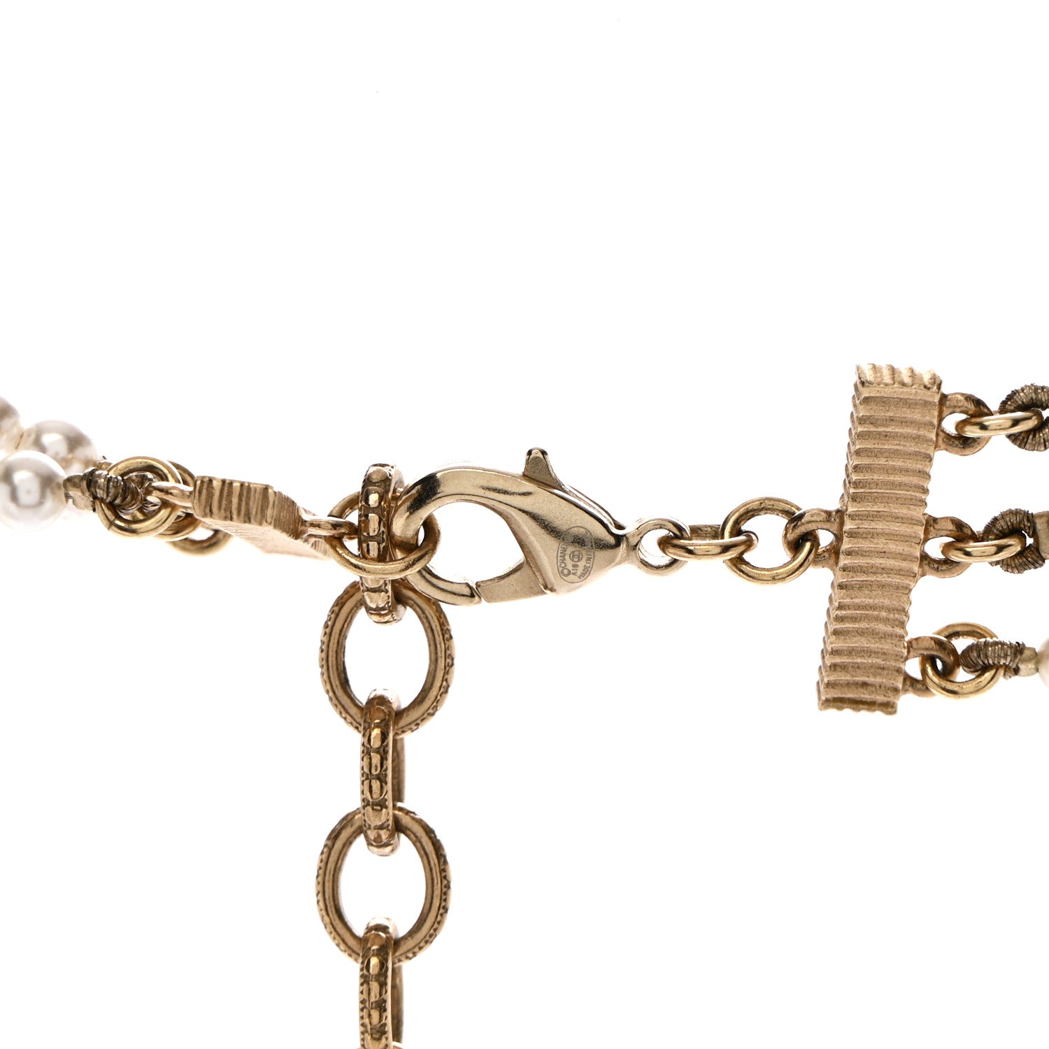 Chanel Metal Pearl Crystal Graduated CC Multi Strand Necklace Gold 5 of 5