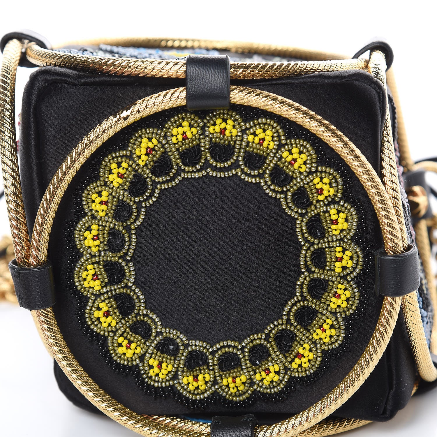 Alexander McQueen Satin Embroidered Drawstring Bag Black 7 of 8