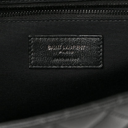Saint Laurent Grain De Poudre Textured Mixed Matelasse Large Triquilt Monogram Monochrome Satchel Black 6 of 13
