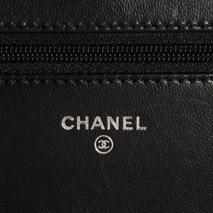 Chanel Metallic Calfskin Chevron Wallet On Chain WOC Black 7 of 9