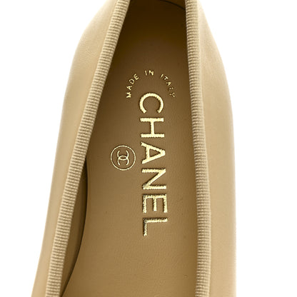 Chanel Lambskin Cap Toe CC Ballerina Flats 35.5 Beige Light Beige 8 of 10