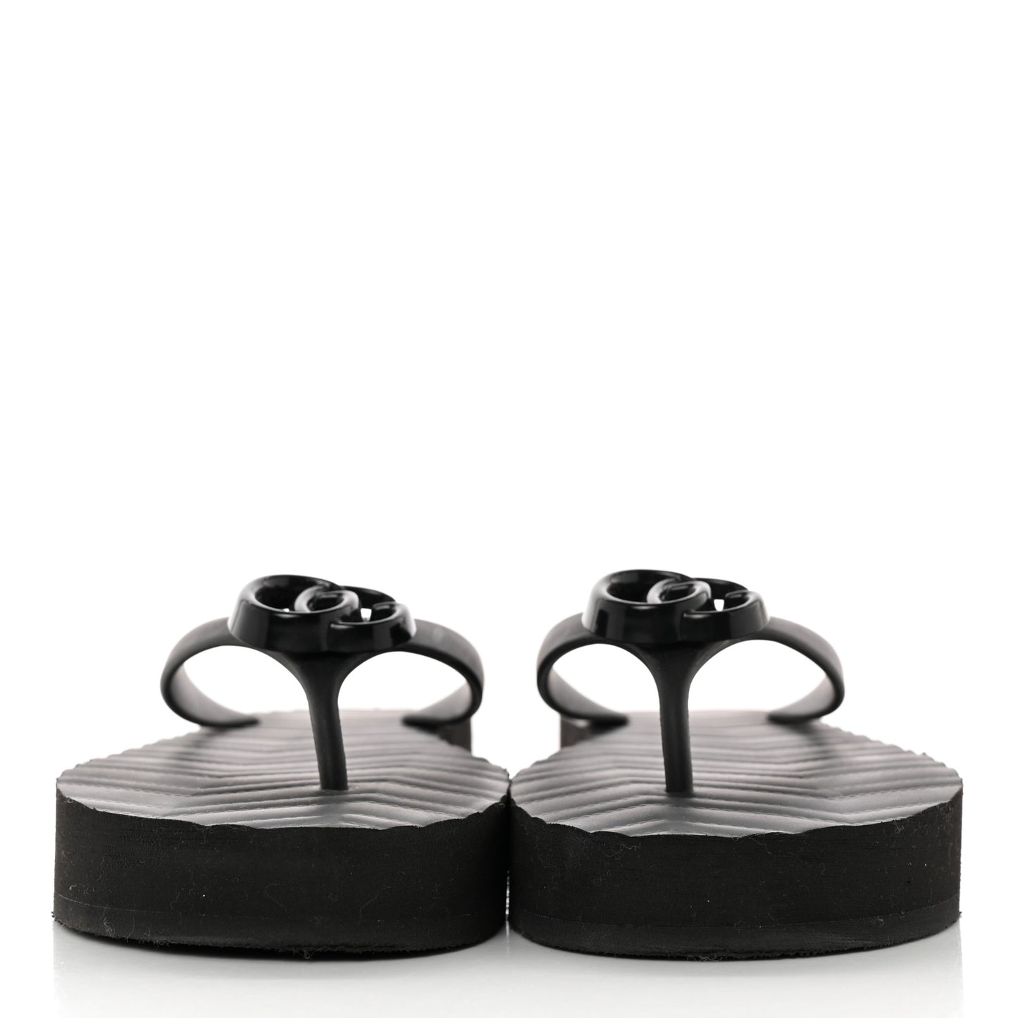 Rubber Chevron Womens GG Thong Sandals 39 Black