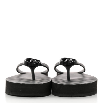 Gucci Rubber Chevron Womens GG Thong Sandals 39 Black 2 of 11