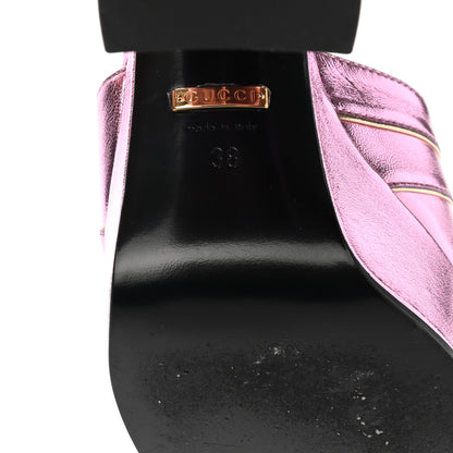 Gucci Metallic Nappa Medea Platform Sandals 38 Rosa 6 of 11