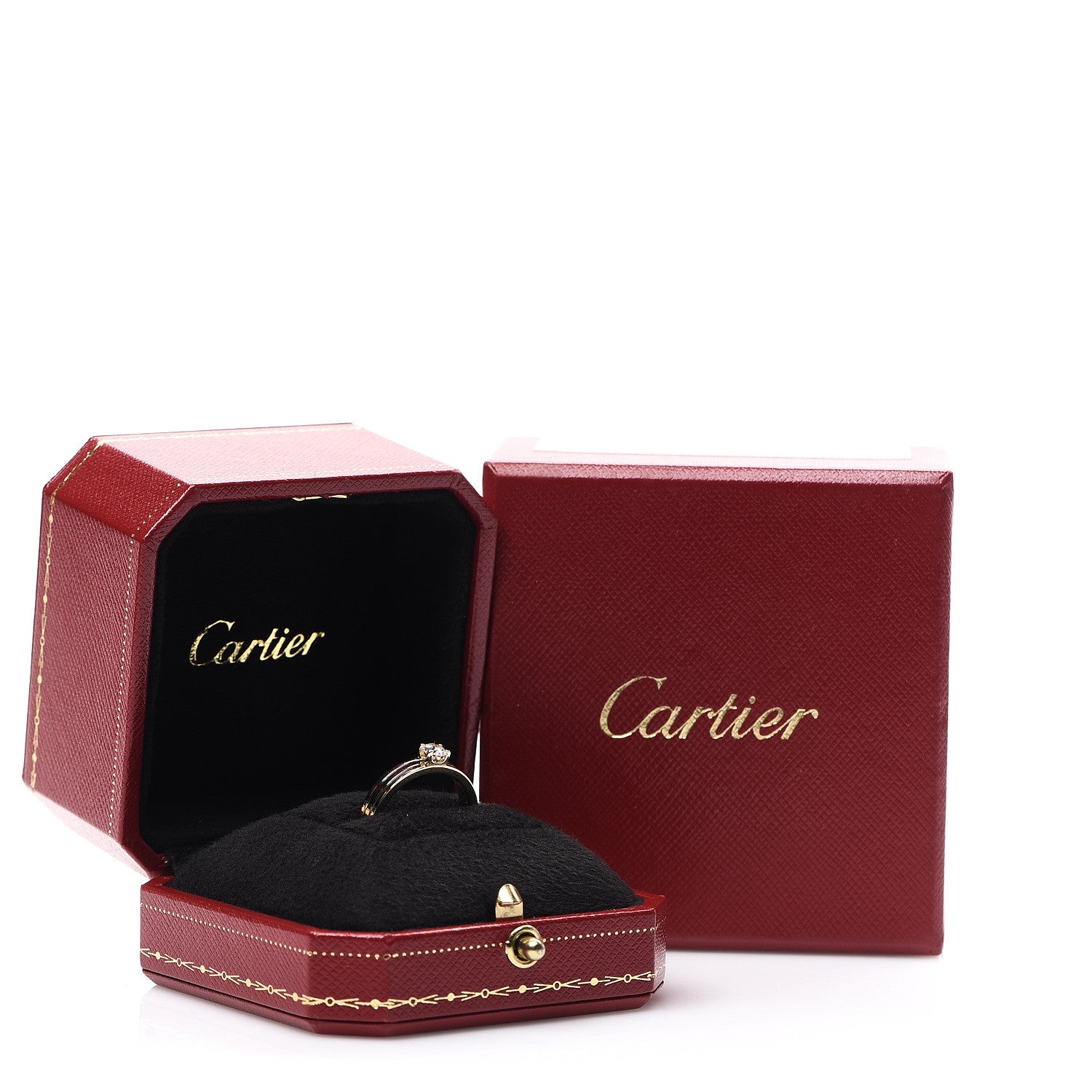 Cartier 18K Pink Yellow White Gold Diamond .24ct Solitaire Trinity Engagement Ring 53 6.25 8 of 8