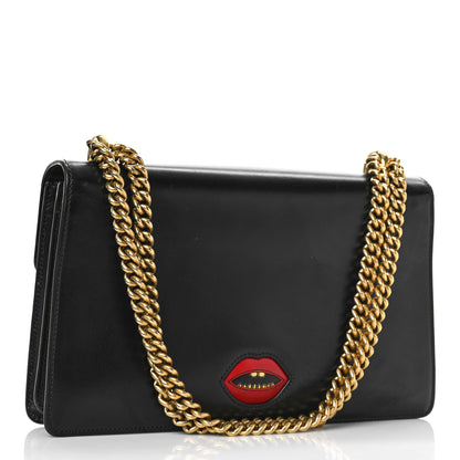 Gucci Knight Calfskin Malaga Kid Heart Medium GG Marmont Chain Handle Bag Black Hibiscus Red Multicolor 3 of 13