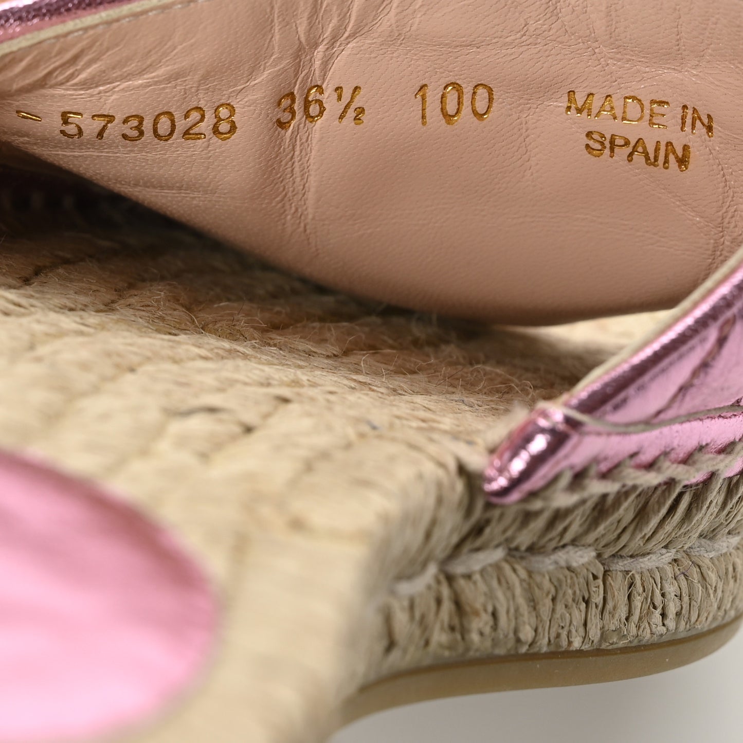 Metallic Nappa Matelasse GG Marmont Espadrille Slide Sandals 36.5 Rosa