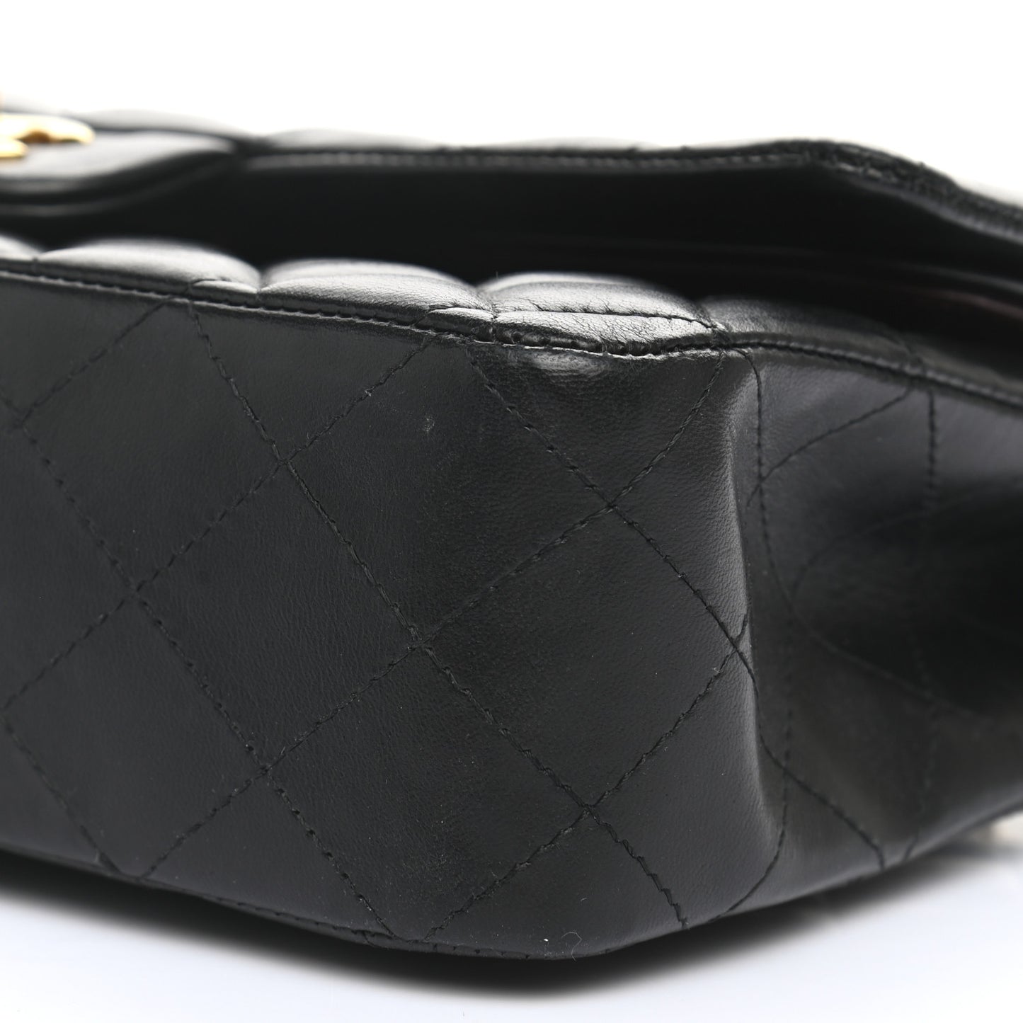 Lambskin Quilted Medium Double Flap Black
