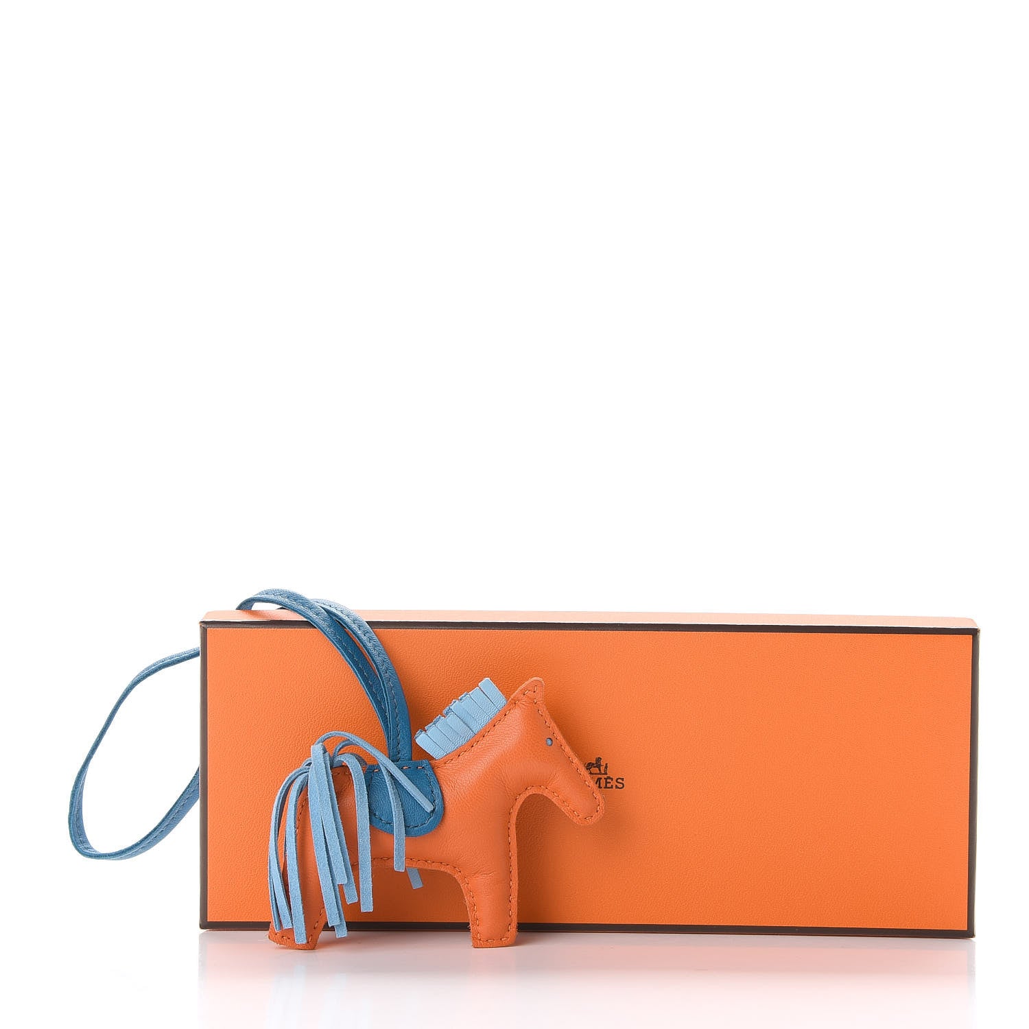 Hermes Milo Lambskin Grigri Rodeo Horse Bag Charm PM Feu Celeste Bleu Izmir 4 of 4