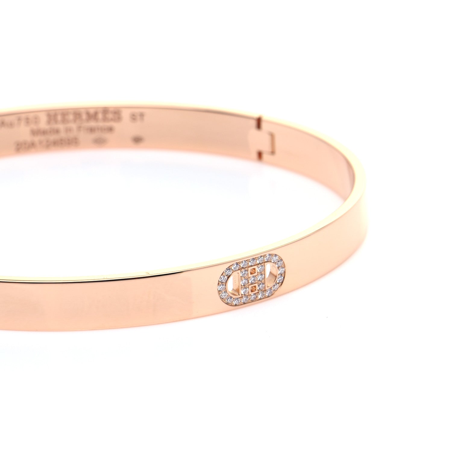 Hermes 18K Rose Gold Diamond PM H D'Ancre Bracelet ST 4 of 6