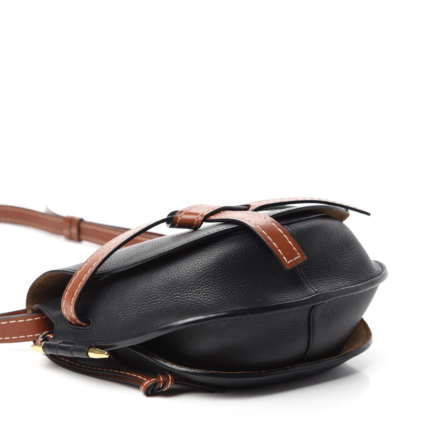 Grained Calfskin Small Gate Crossbody Bag Pecan Black