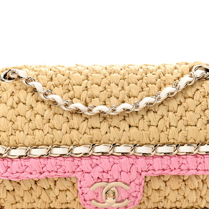 Chanel Raffia Chain Venice Beach Flap Bag Beige Pink 8 of 11