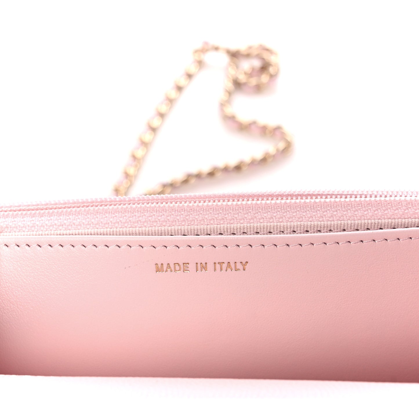 Caviar Quilted Crystal CC Wallet On Chain WOC Light Pink