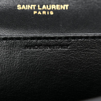 Saint Laurent Calfskin Crocodile Embossed Monogram Uptown Chain Wallet Black 8 of 13