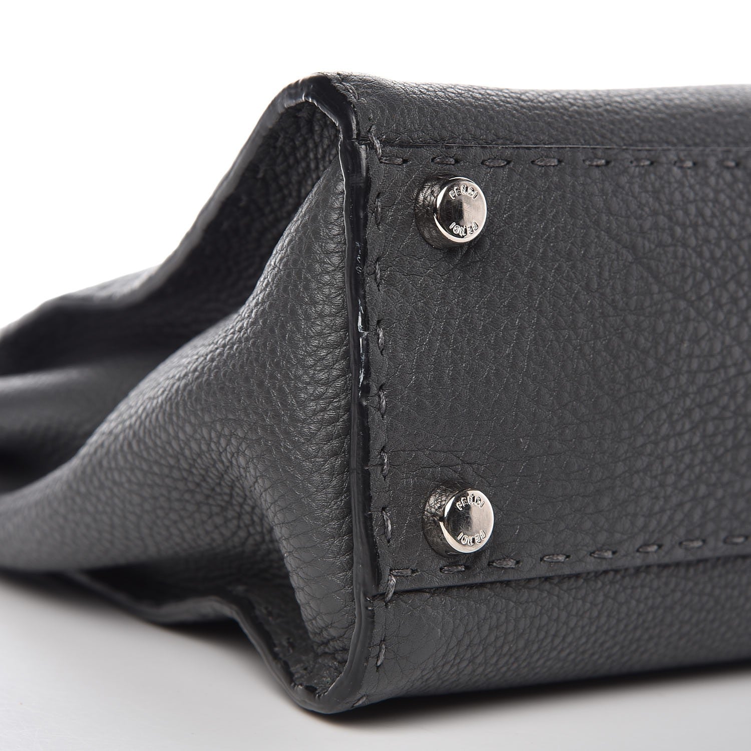 Fendi Cuoio Romano Selleria Bi-Color Medium Peekaboo Iconic Satchel Asfalto Latte 9 of 10