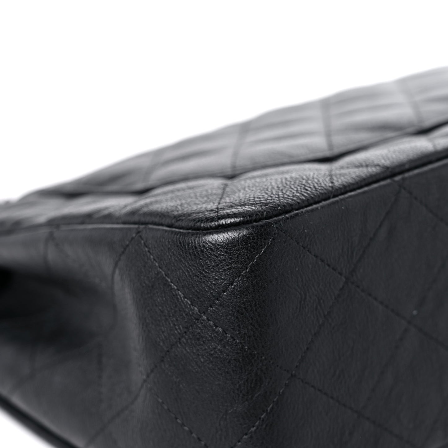 Crumpled Calfskin Quilted Jumbo Double Flap So Black
