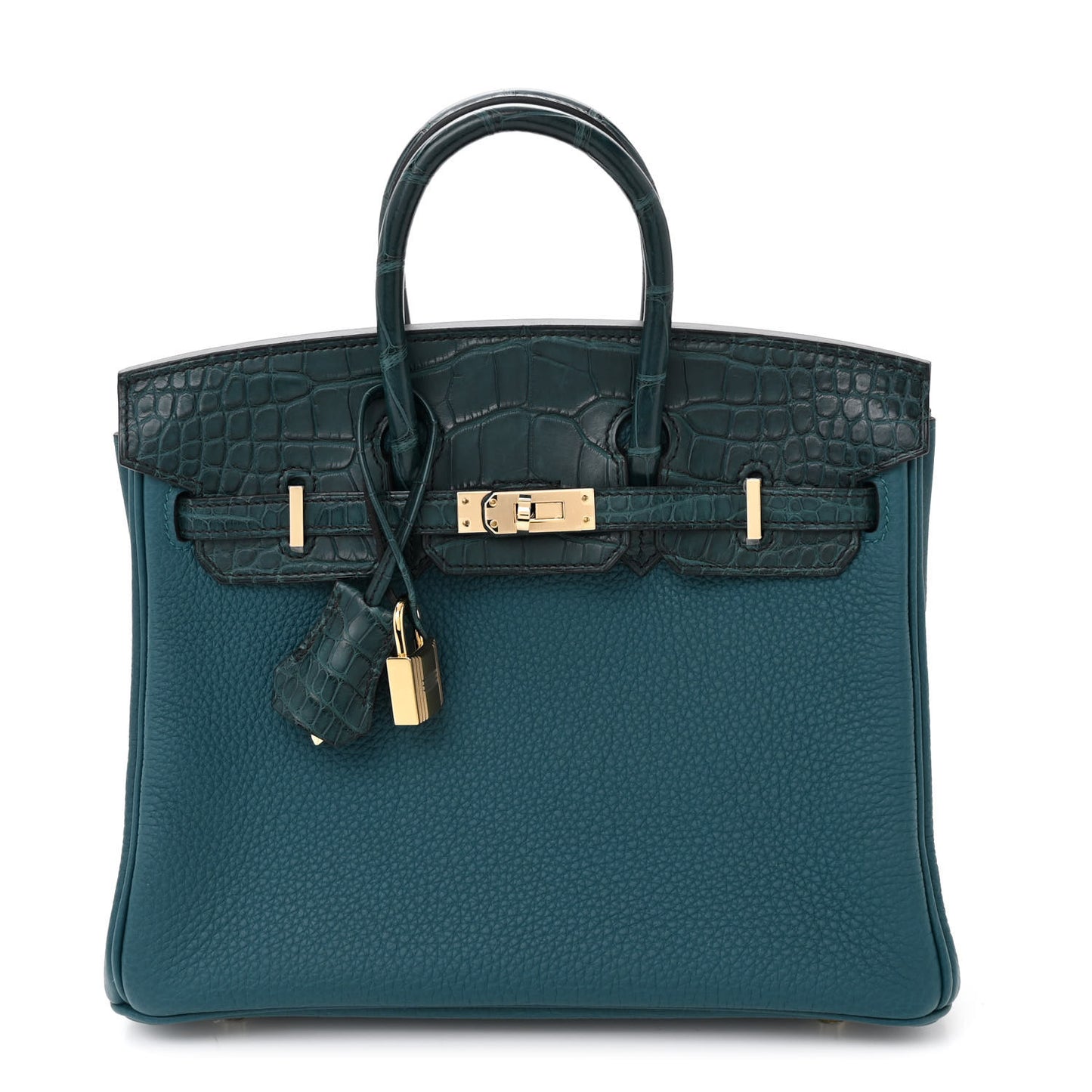Togo Matte Alligator Birkin Touch 25 Vert Bosphore