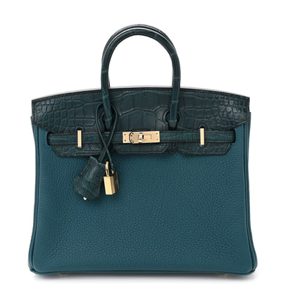 Hermes Togo Matte Alligator Birkin Touch 25 Vert Bosphore 1 of 12
