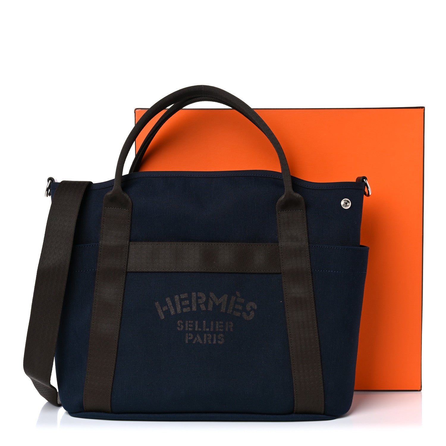 Hermes Toile Sac De Pansage Groom Bleu Navy Feu 14 of 14